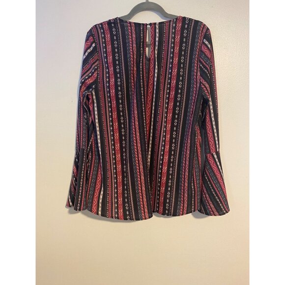 Jodifl Womens Boho Top Tie Front Size L Floral Peasant Dark Cottage Hippie - Picture 2 of 10